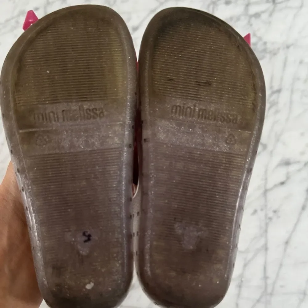 Mini Melissa Kids' Pink Sparkly Bow Shoes Sz 10